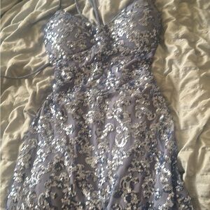 Elegant Silver Sequin Dress